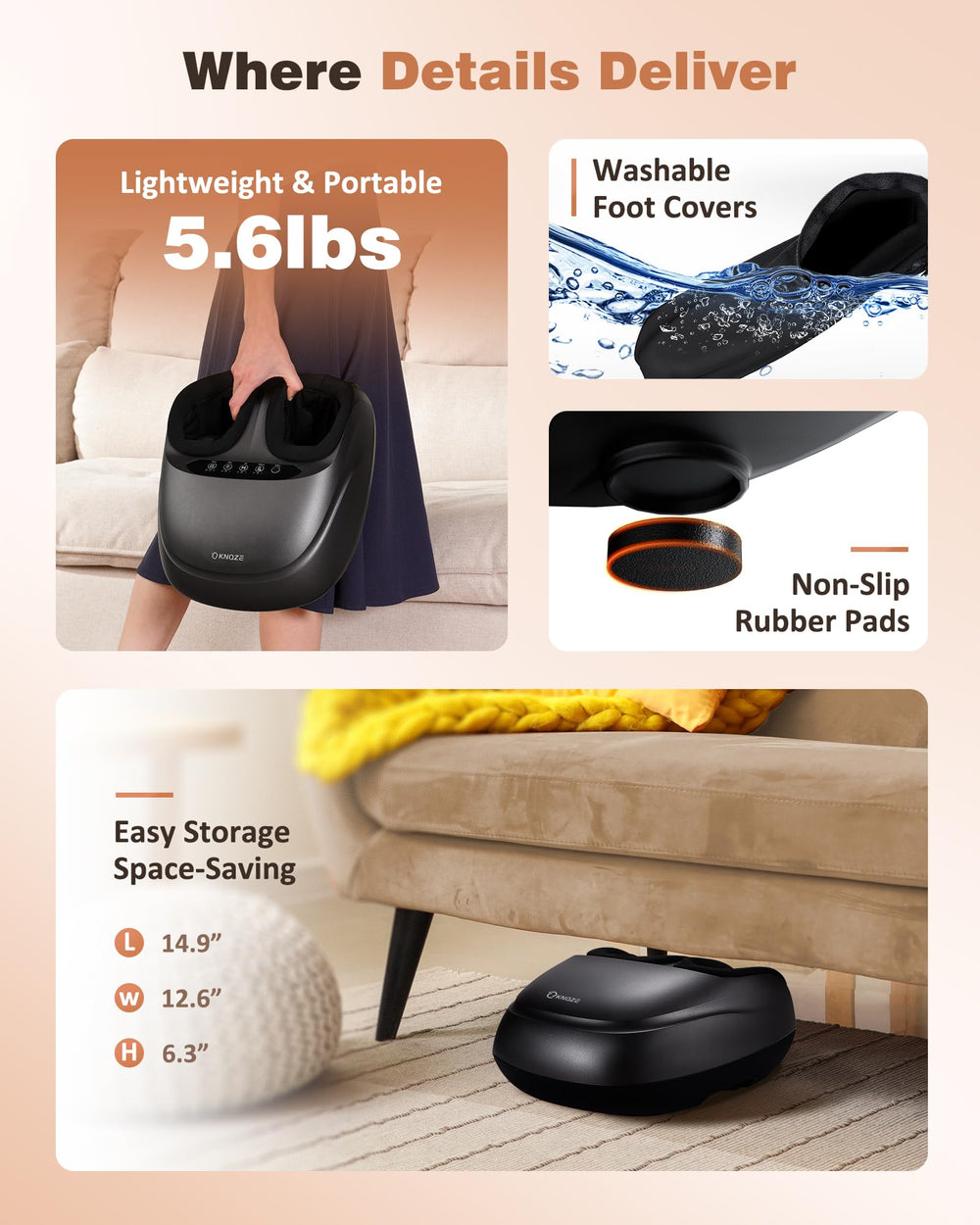 KNQZE compact design fits small spaces and is easy to move.