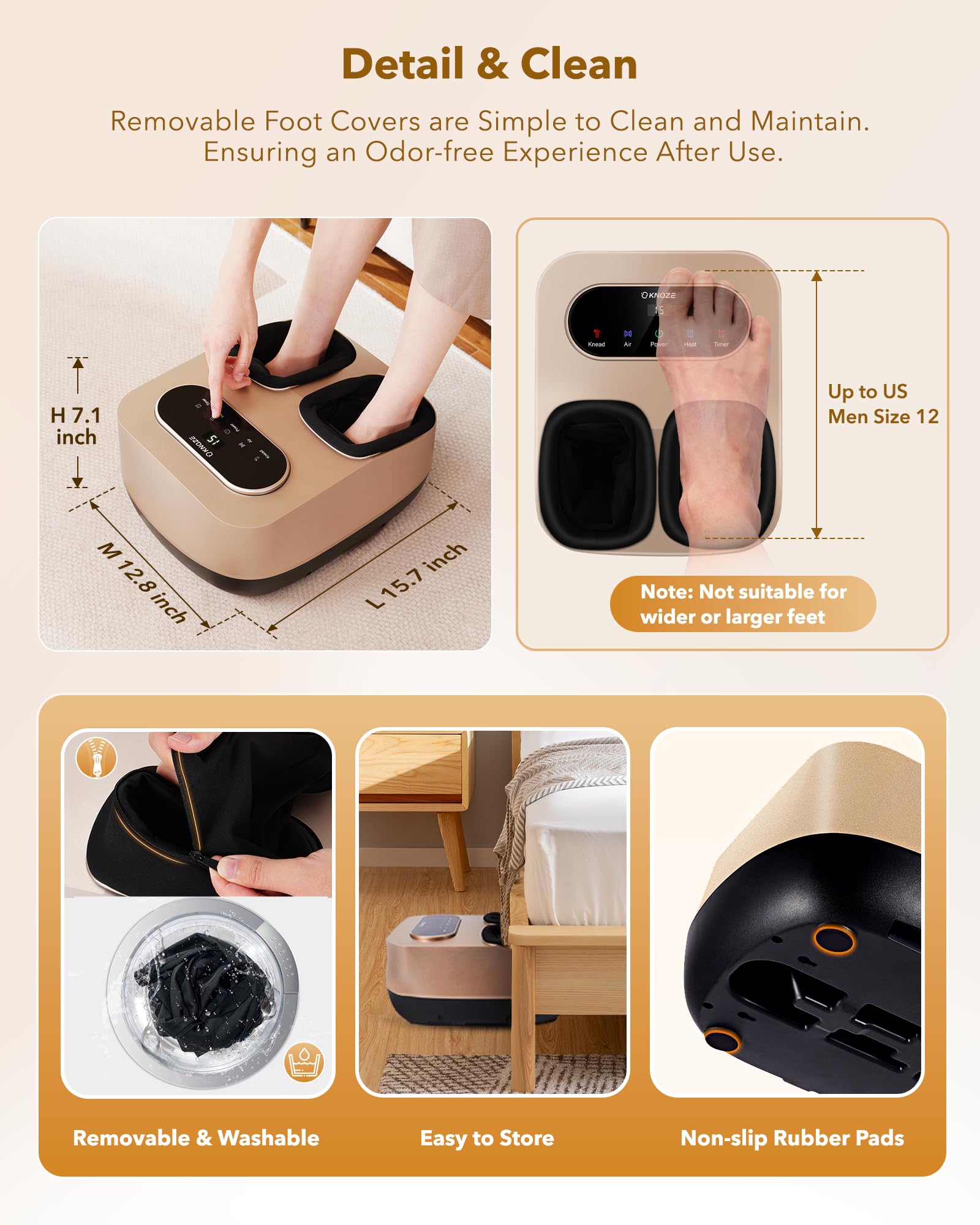 Compact, lightweight KNQZE foot massager storage in a small space