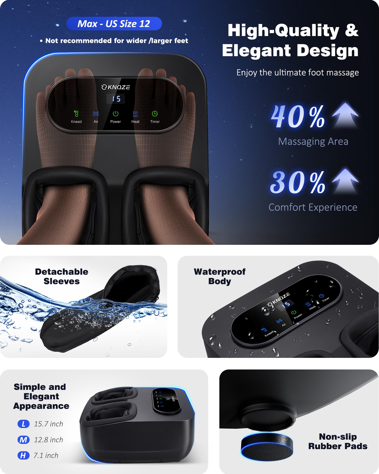 KNQZE fits up to men's size 12 for versatile foot relief.