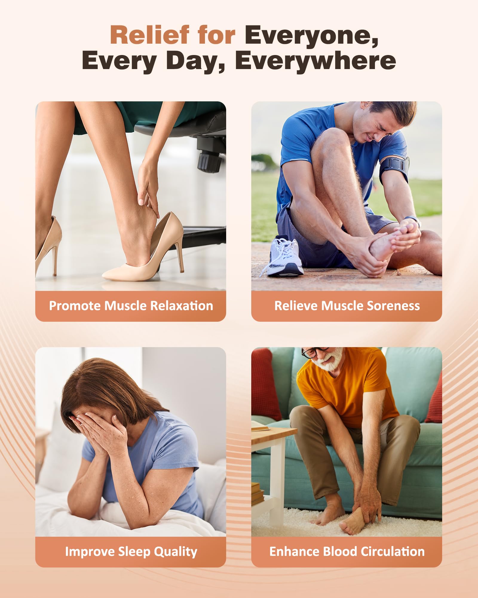 KNQZE full-foot coverage massage soothes soles, insteps, and ankles.