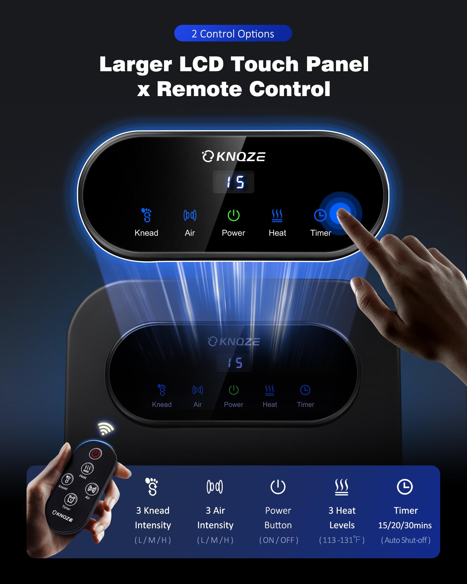 KNQZE foot massager heat levels provide soothing warmth for tired feet.
