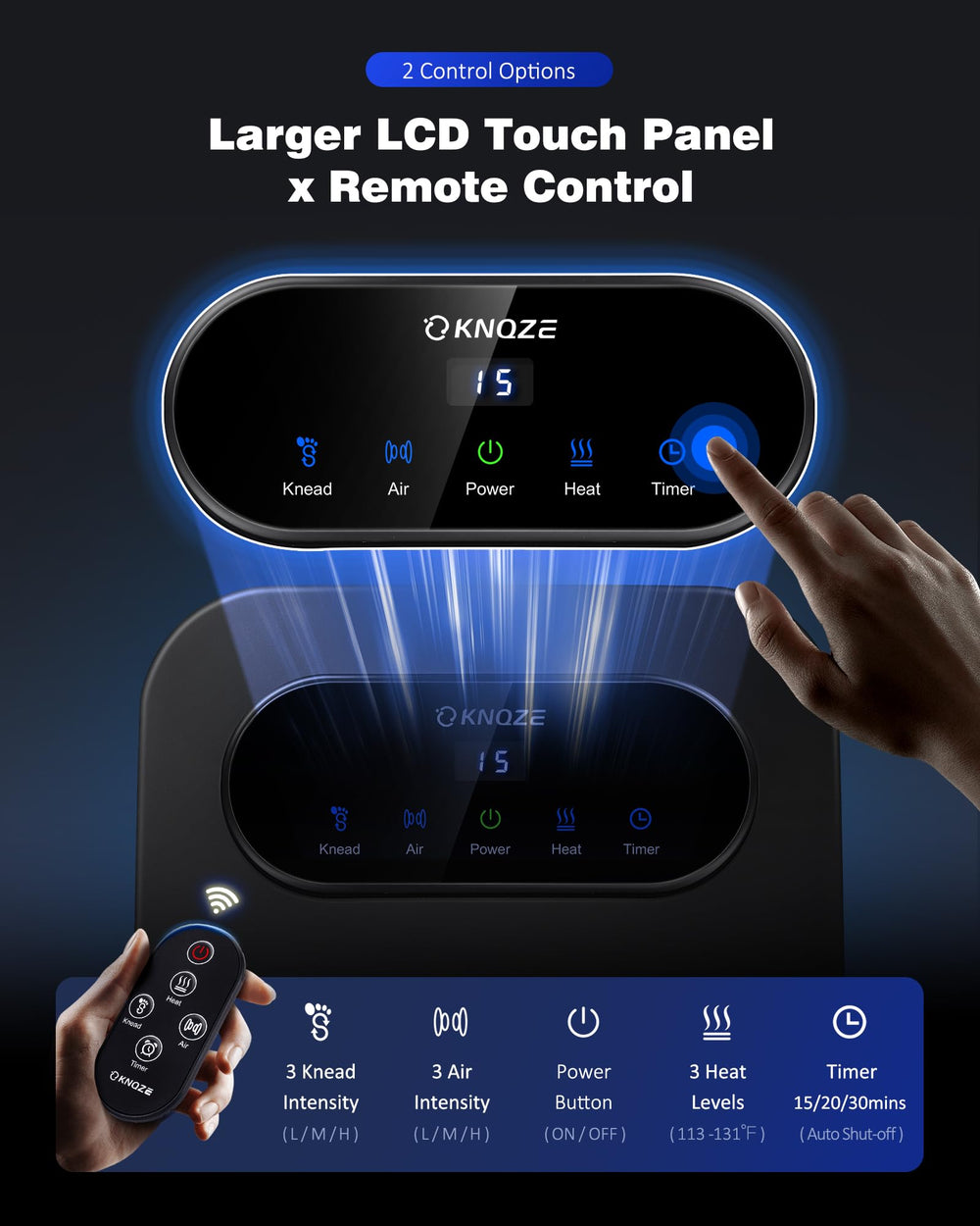 KNQZE foot massager heat levels provide soothing warmth for tired feet.