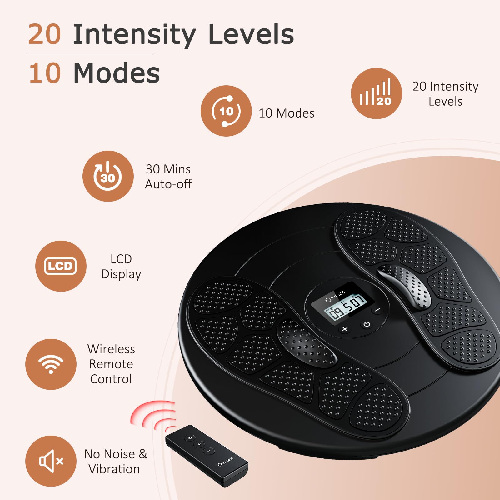 KNQZE foot massager LCD display for quick, at-a-glance adjustments.