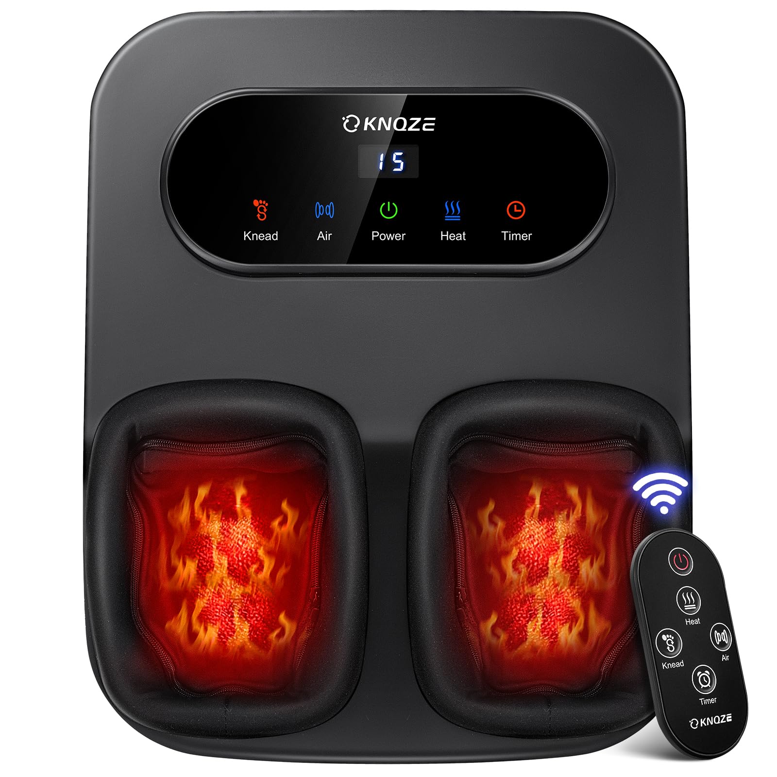KNQZE foot massager with remote control for easy at-home therapy sessions.