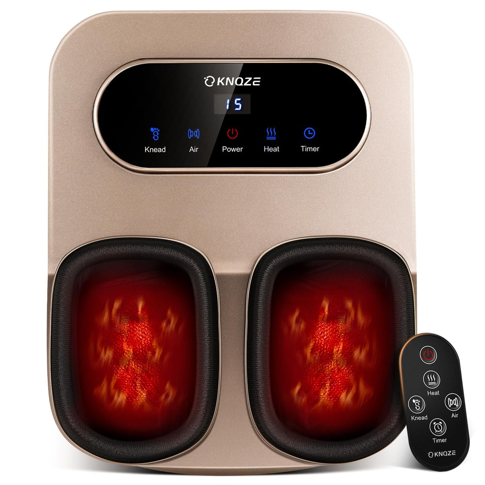 KNQZE foot massager with remote in gold finish for convenient hands-free control
