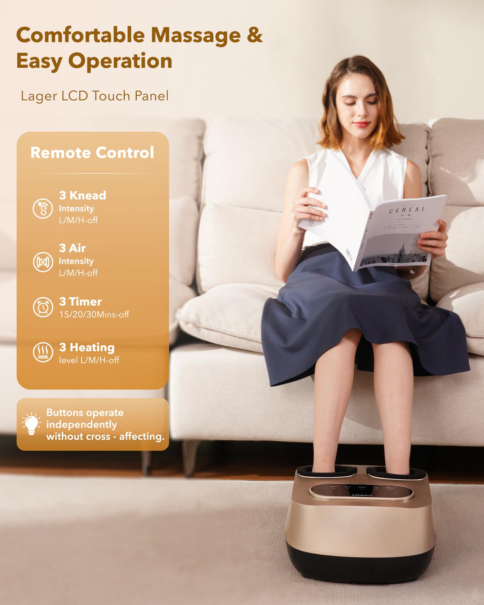KNQZE massager with shiatsu rollers for targeted foot relief
