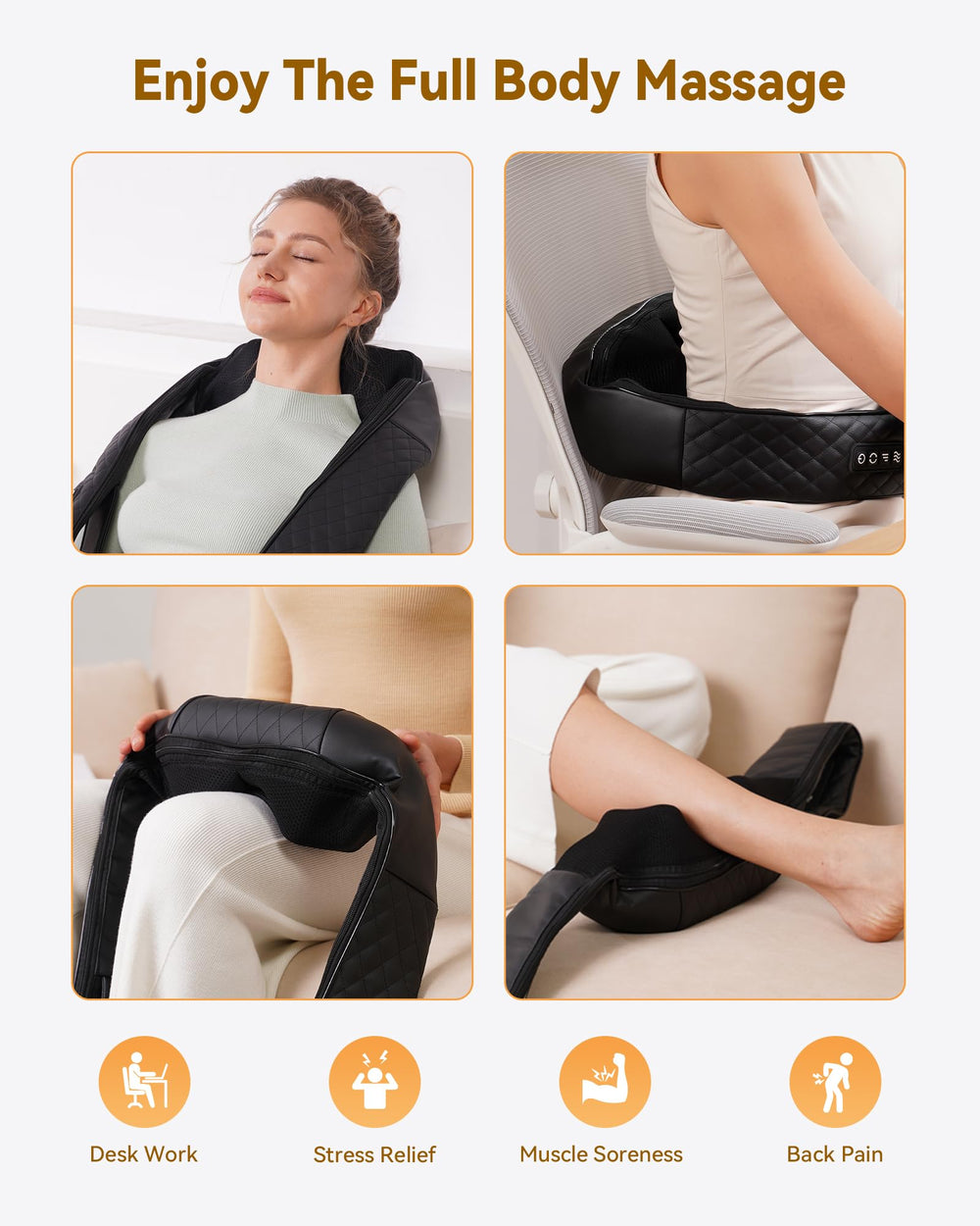 KNQZE full-body massage coverage supports neck, back, waist, legs and calves