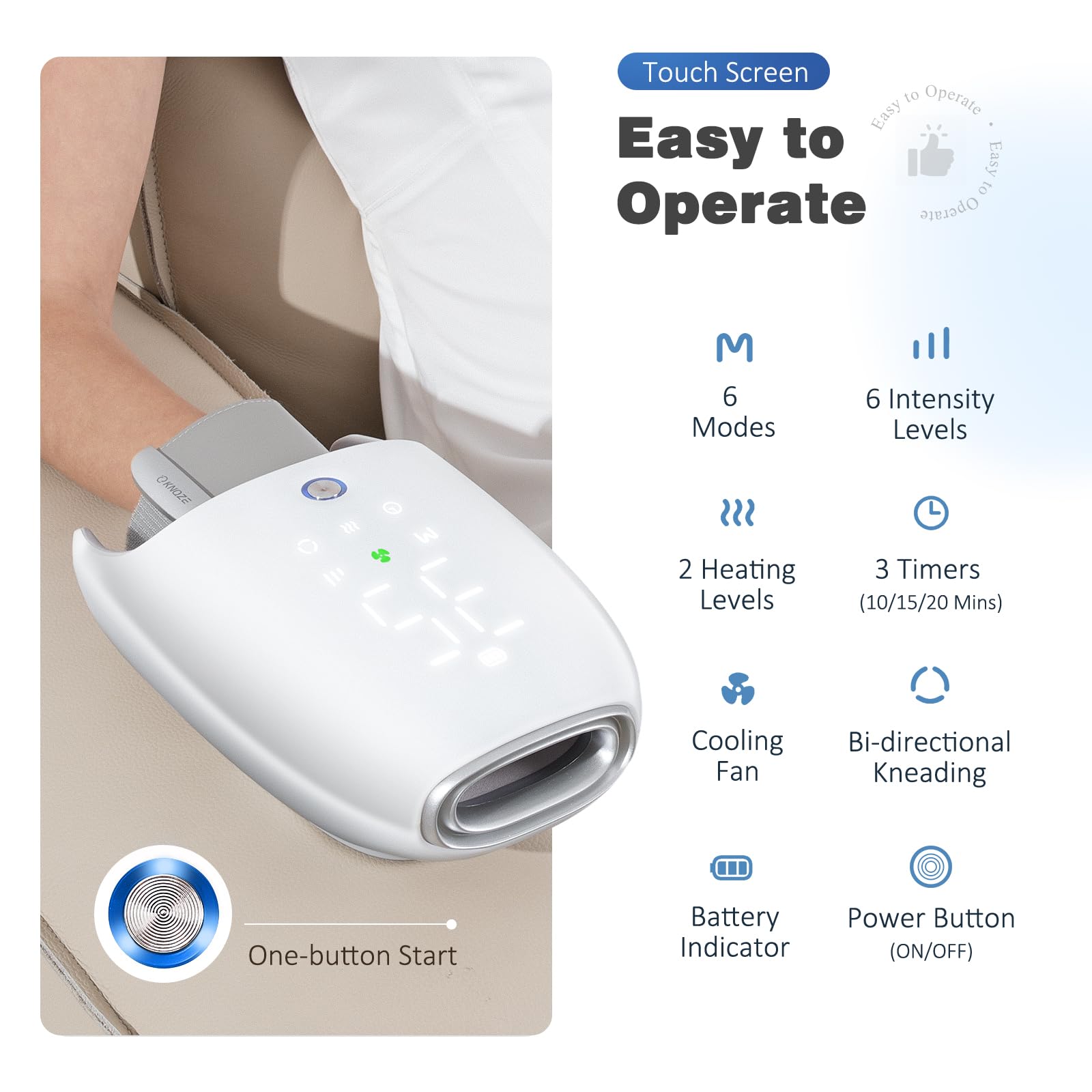 KNQZE hand massager six modes and intensities for customization