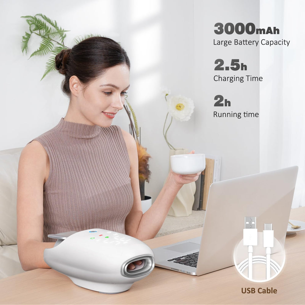 KNQZE hand massager built-in cooling fan keeps hands dry