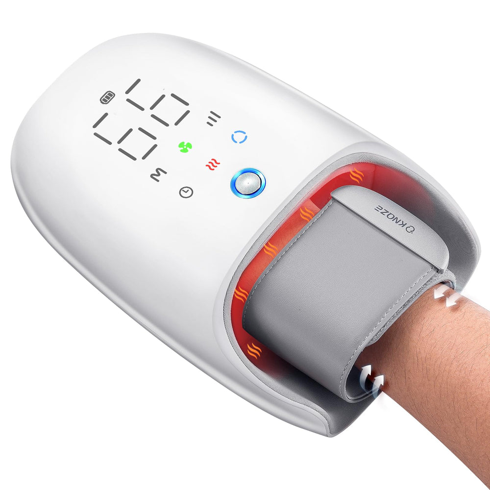 KNQZE hand massager front view with heat and compression for relaxing hands