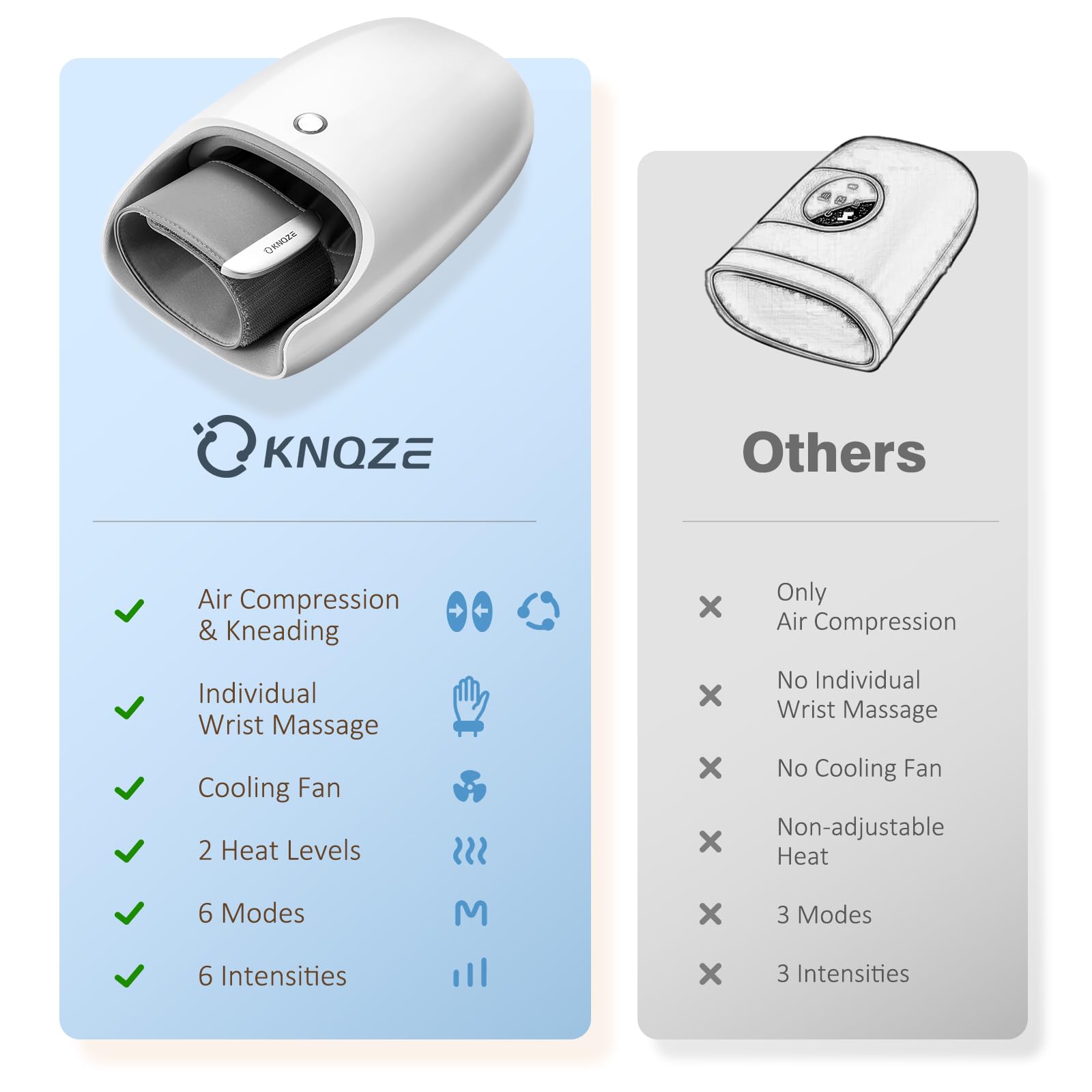 KNQZE hand massager adjustable heating levels soothe fingers
