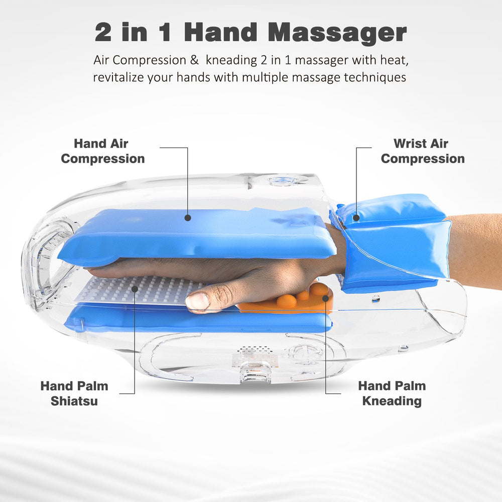 KNQZE hand massager touchscreen panel enabling quick personalized sessions