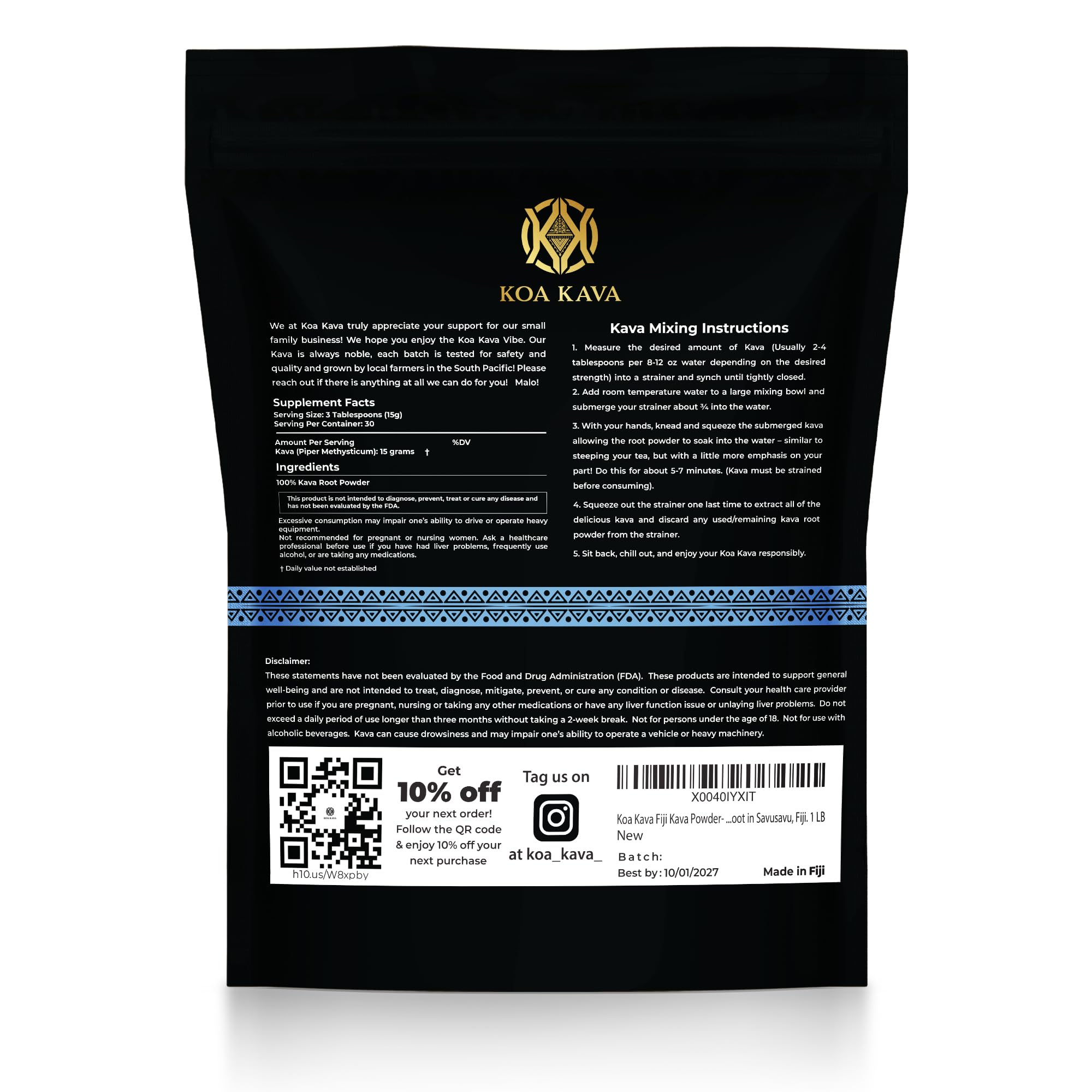 Koa Kava Fiji powder Savusavu origin captures island-sourced calm.