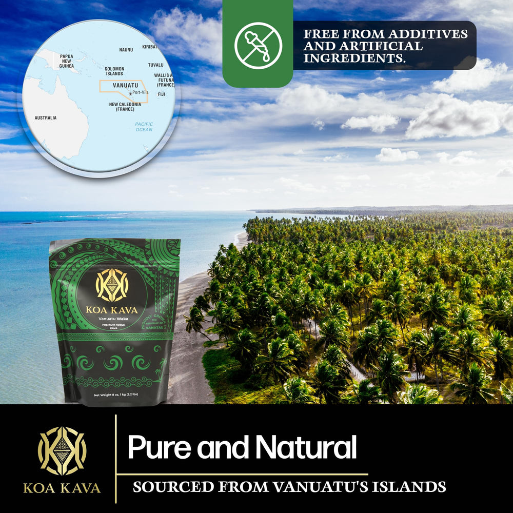 Koa Kava powder scoop and jar ready for use