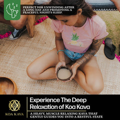 Koa Kava tea cup illustrating a relaxing moment