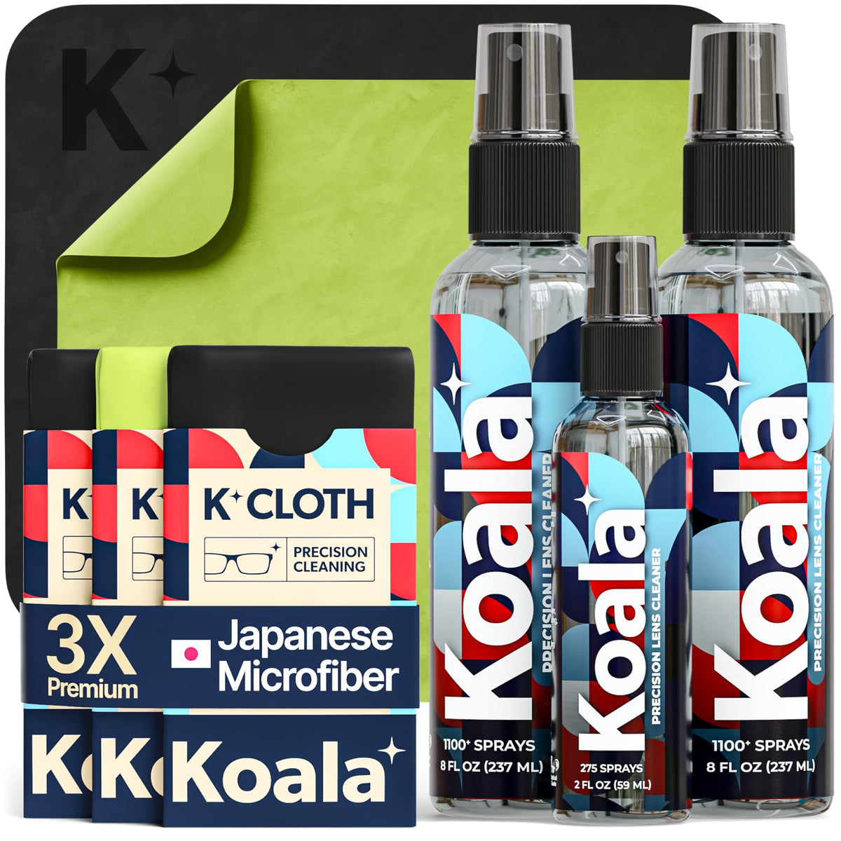 Koala Eyeglass Cleaner Spray 8oz bottle front view for streak-free lenses.