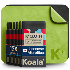 Koala Lens Cleaning Cloth in action on eyeglasses for crystal-clear vision.