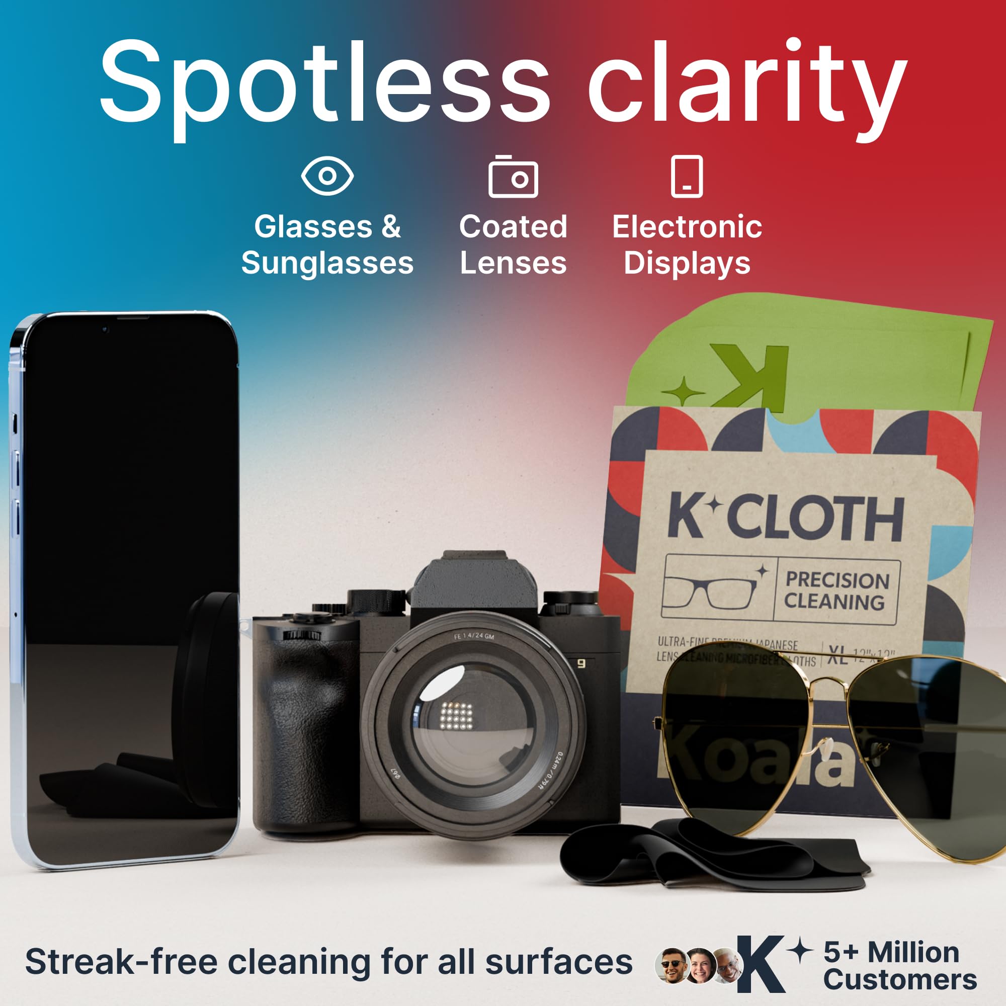 Koala Lens Cleaning Cloth pack-3 product shot highlights value and convenience