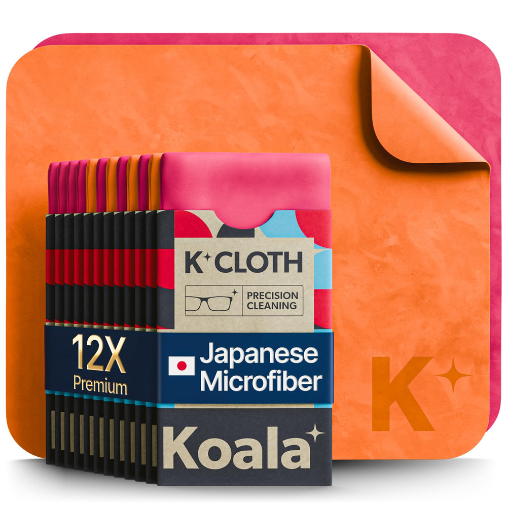 Koala Lens Cleaning Cloth pink and orange pack for streak-free lenses