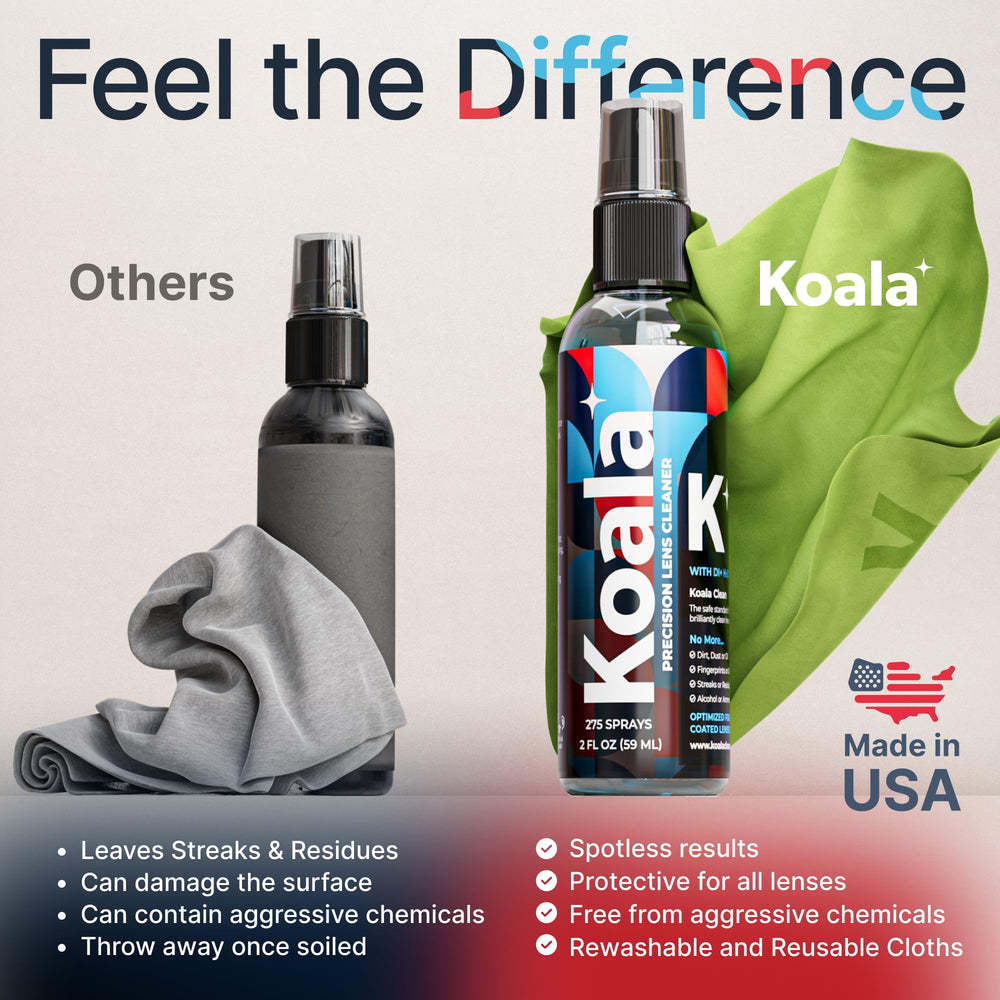 Koala Lifestyle cleaning kit assembled with bottles and cloths for versatile cleaning.