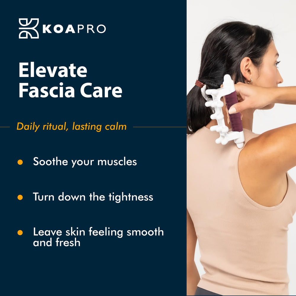 KOAPRO targeted pressure system engages neck and shoulders for fascia wellness benefits