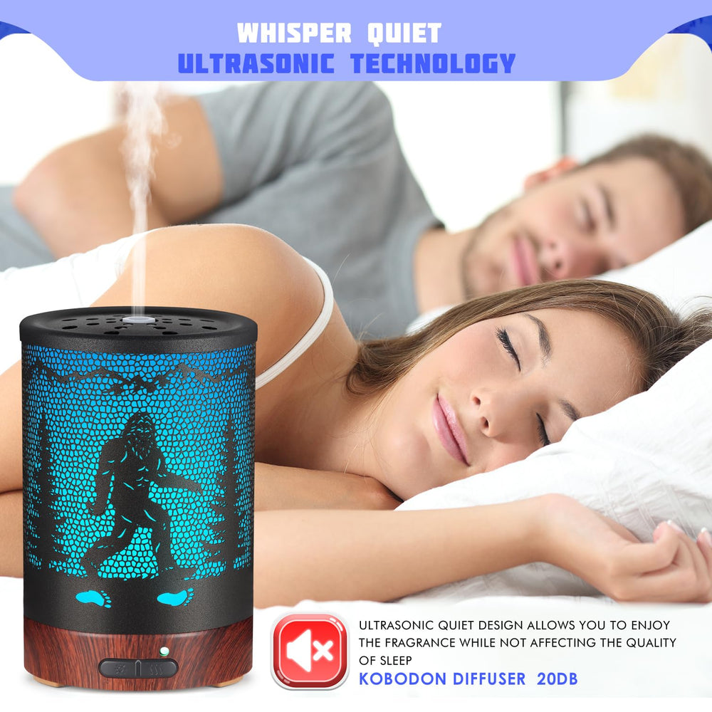 Kobodon aromatherapy diffuser on nightstand with soft mist and color glow