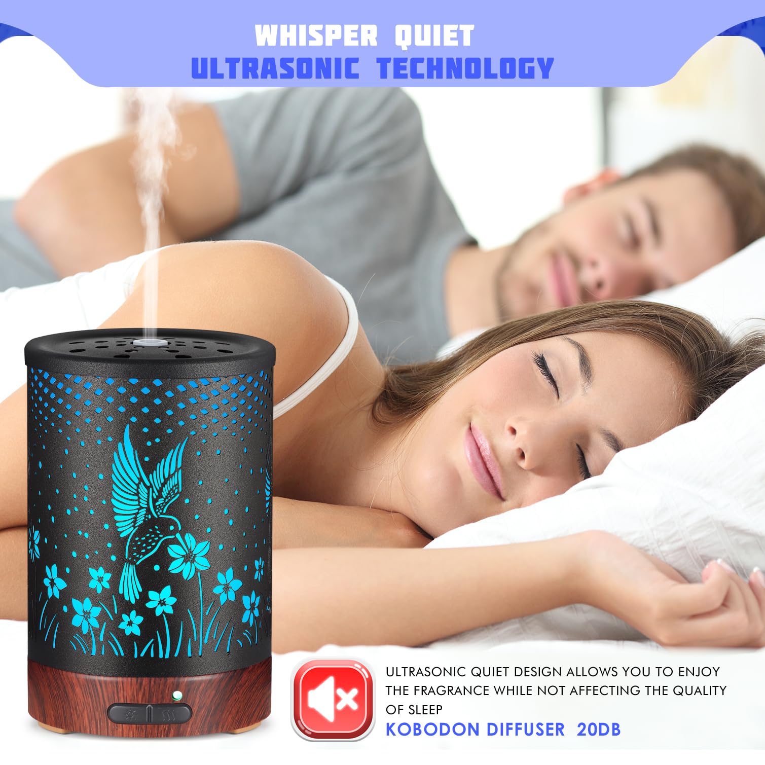 Kobodon diffuser emits continuous cool mist to refresh the air.