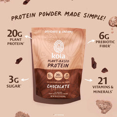 Koia chocolate protein powder shake glass shows creamy texture ideal for post-workout refuel.