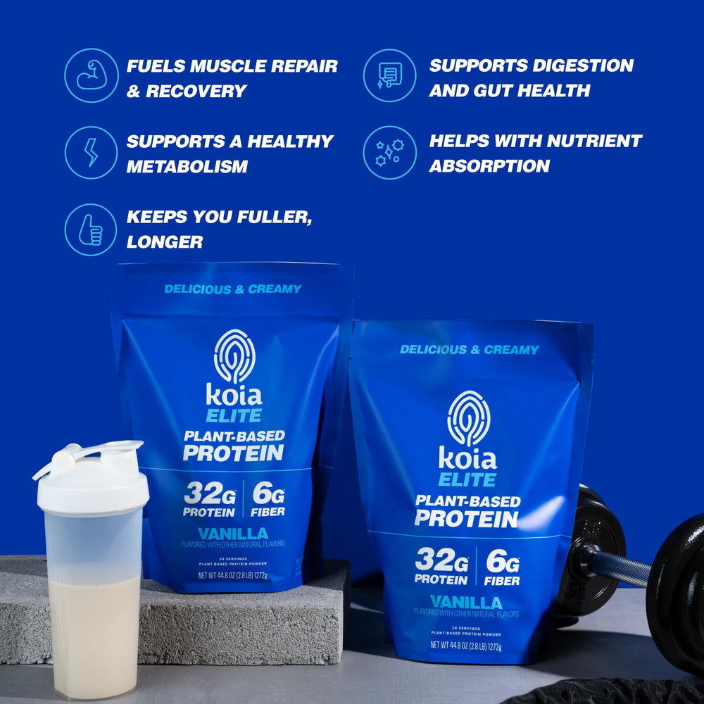 Koia Vanilla protein powder symbol indicating dairy-free and gluten-free benefits