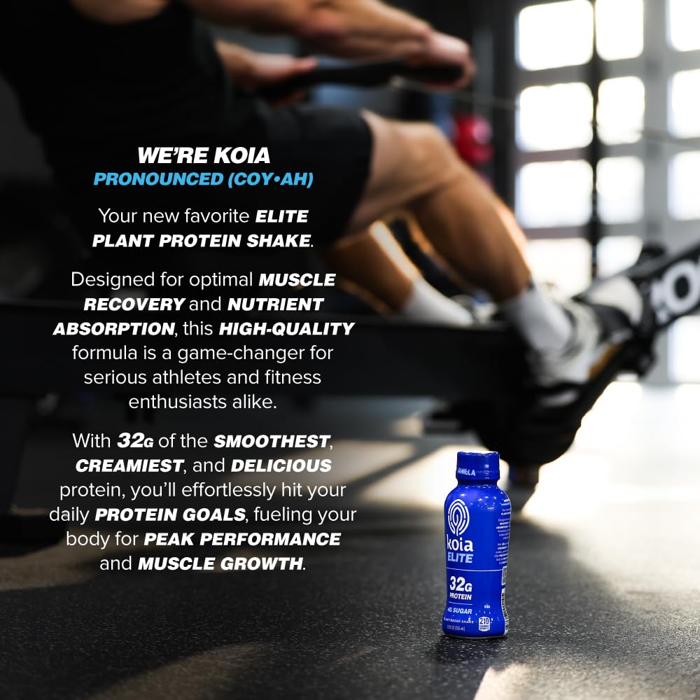 Ingredient information for Koia Elite Vanilla highlighting plant-based protein