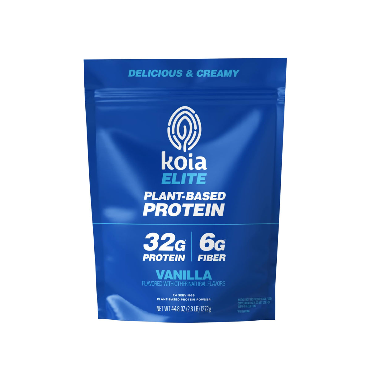Koia Plant Based Protein Elite Vanilla powder scoop for creamy shakes