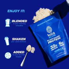 Koia Vanilla protein powder packaging bag with nutrition label