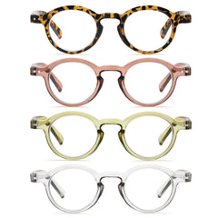 KoKoBin brown round reading glasses with durable spring hinges.
