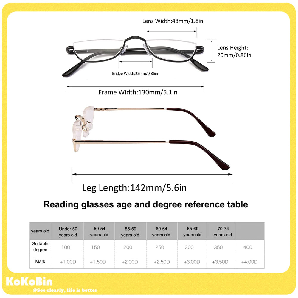 KoKoBin gafas lectura para hombres y mujeres, frontal, uso diario cómodo.