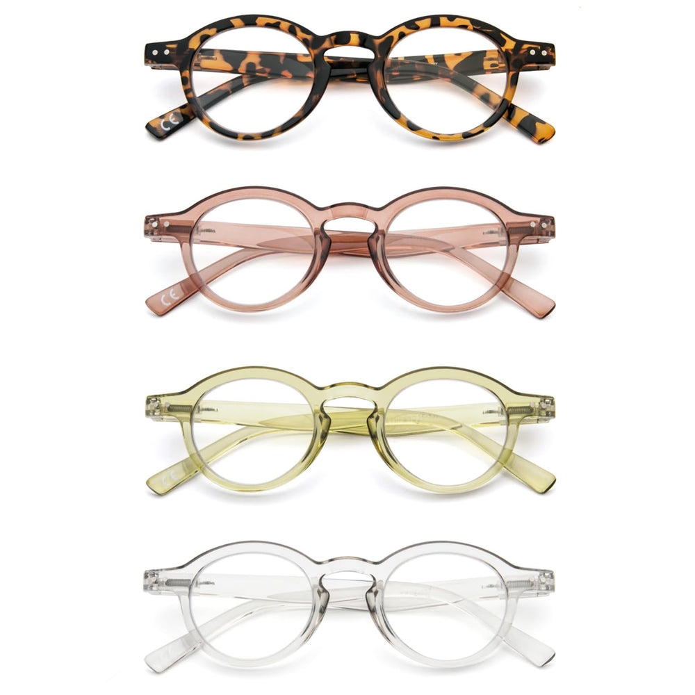 KoKoBin green round reading glasses provide comfortable all-day reading.