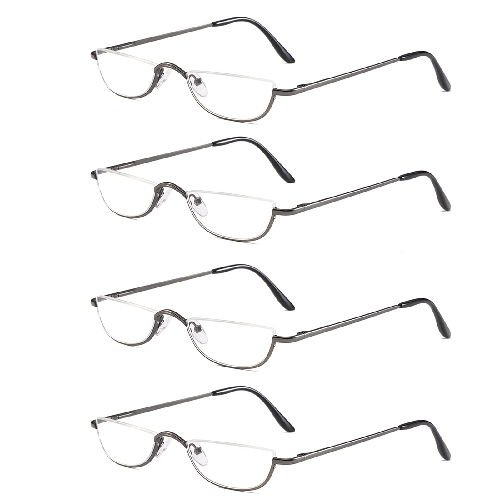 KoKoBin half-reading glasses four-pairs gunmetal for convenient daily use.