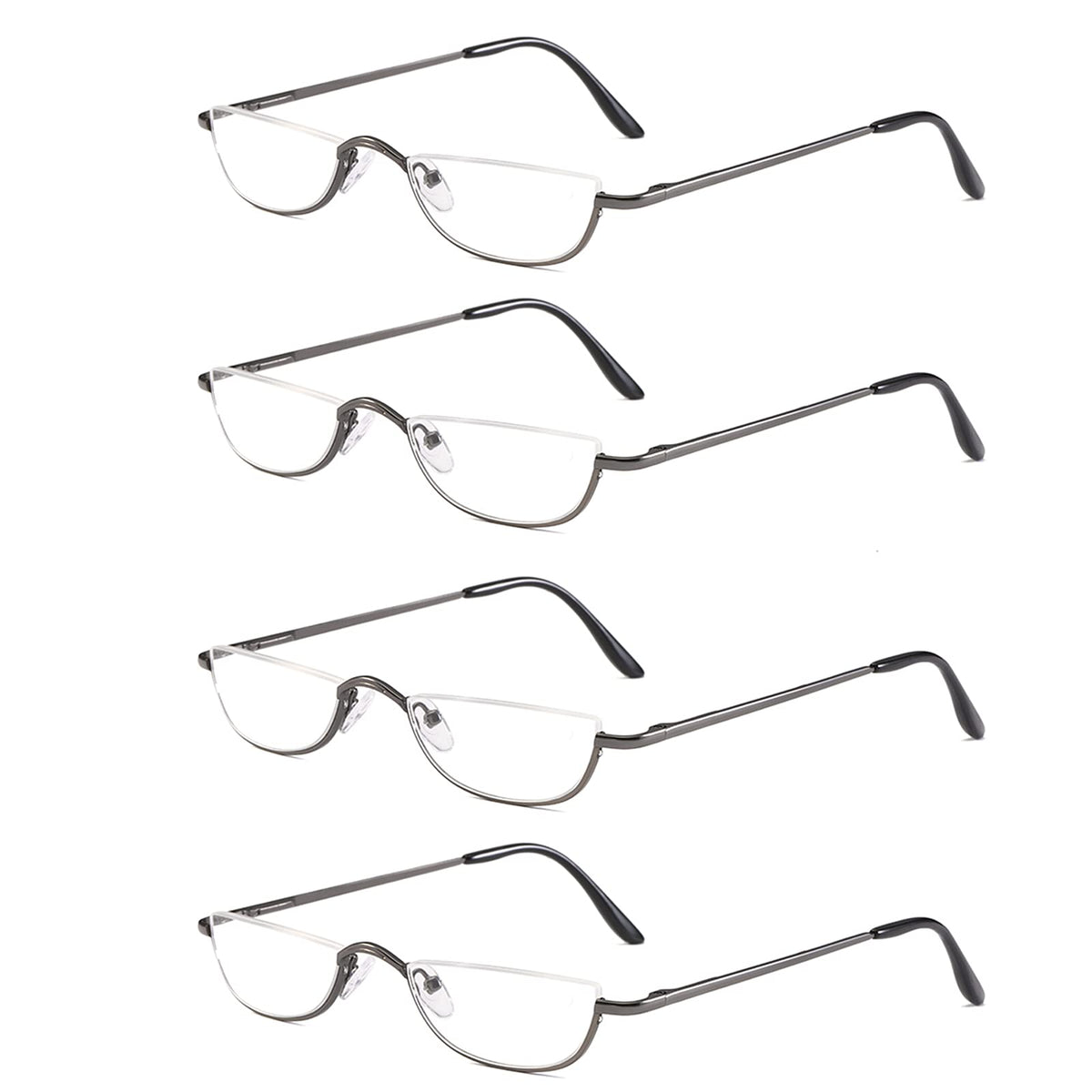 KoKoBin half-reading glasses four-pairs gunmetal for convenient daily use.
