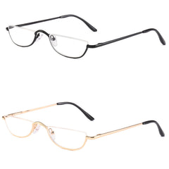KoKoBin half-reading glasses, black and gold, front view for easy reading