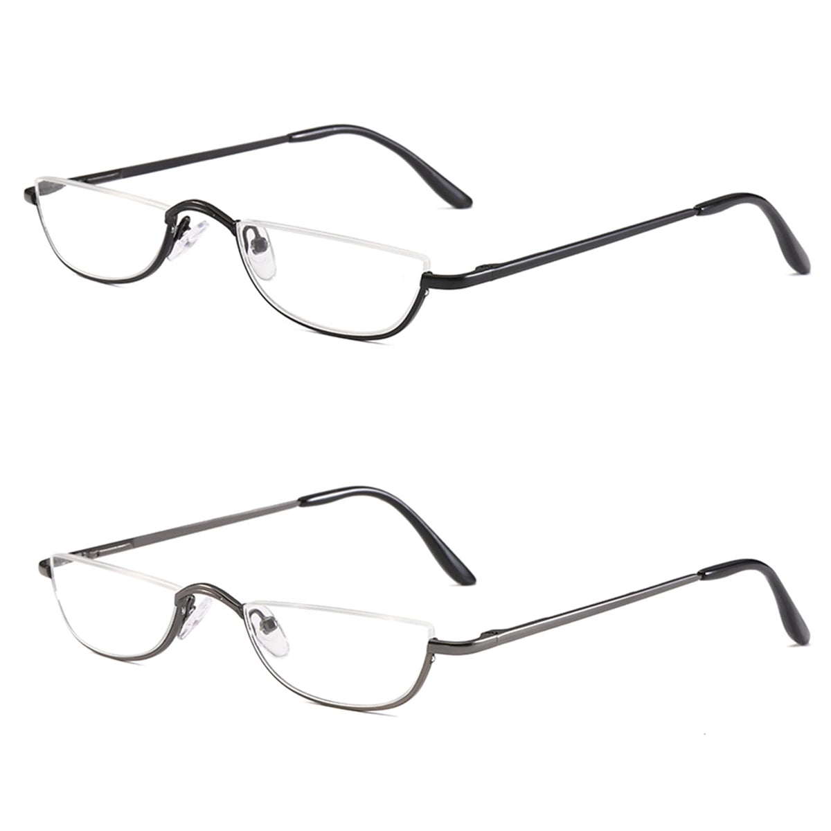 KoKoBin half reading glasses with black gunmetal frame for effortless reading and quick surroundings.