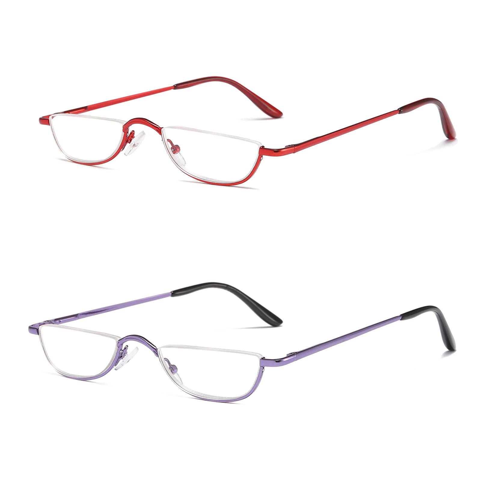 KoKoBin half-reading-glasses red-purple front view for versatile everyday use.