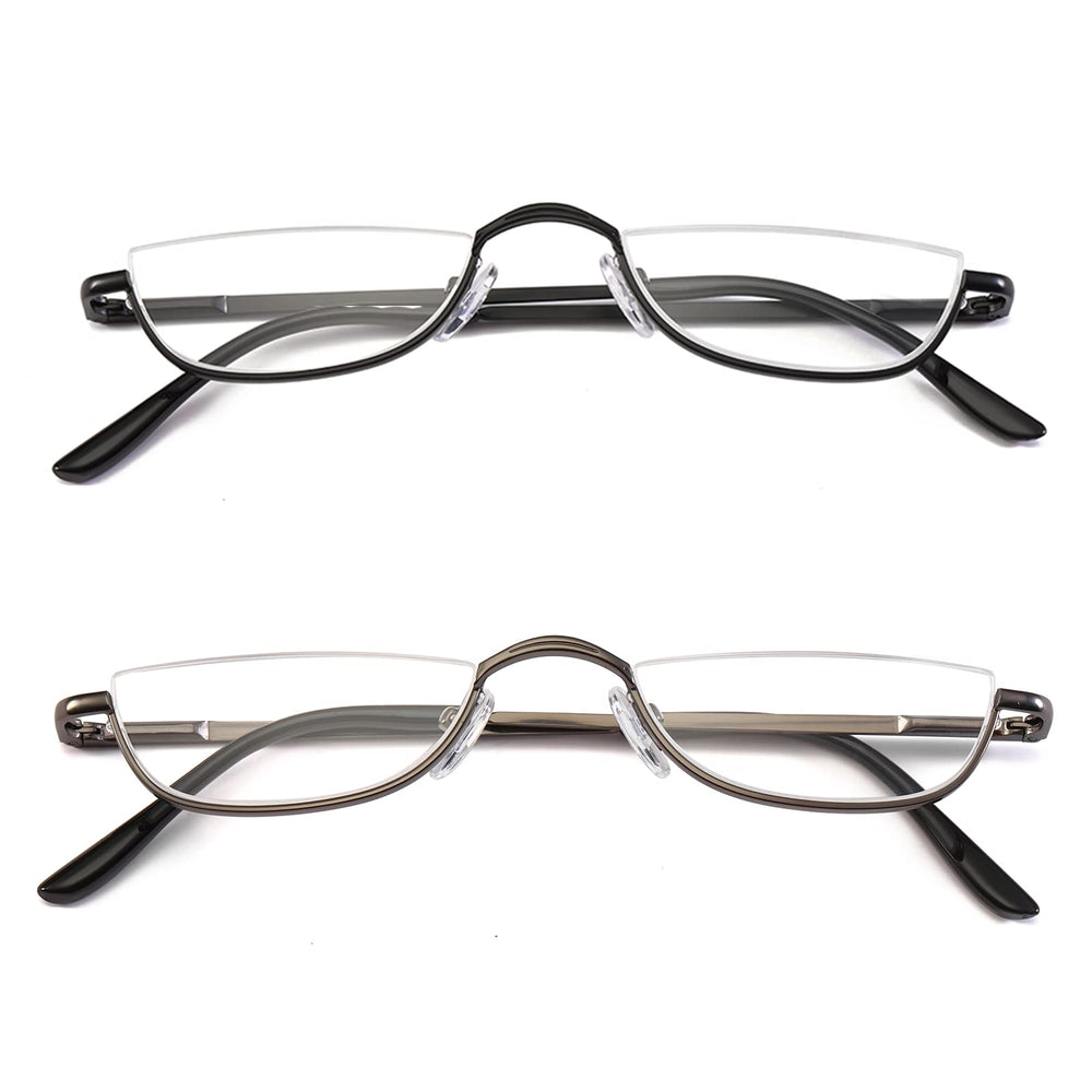 KoKoBin half-reading glasses side view shows slim metal frame for lightweight wear