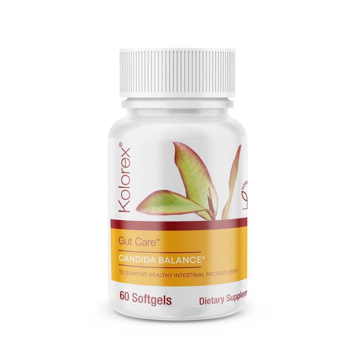 Kolorex Gut Care 60ct bottle displayed for convenient daily micro-flora support.