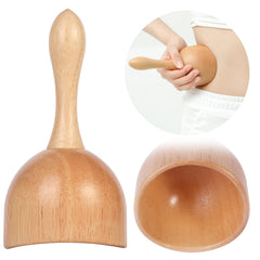 Komogir handheld wooden guasha cup front view for precise contouring and relaxation