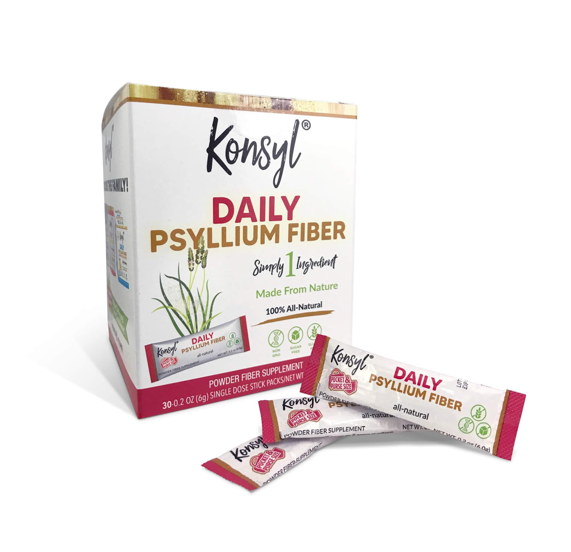 Dissolving Konsyl Psyllium Powder in water for a smooth fiber drink.