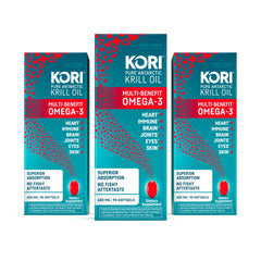 Kori Krill Oil Antarctic softgels bottle for daily omega-3 support