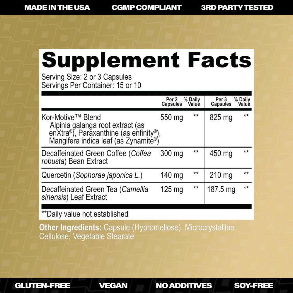 KORRECT LIFE Korrect Clean Energy capsules closeup highlighting vegan capsules.