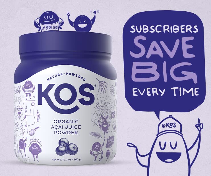 KOS Acai Powder in a smoothie bowl with berries for flavor.