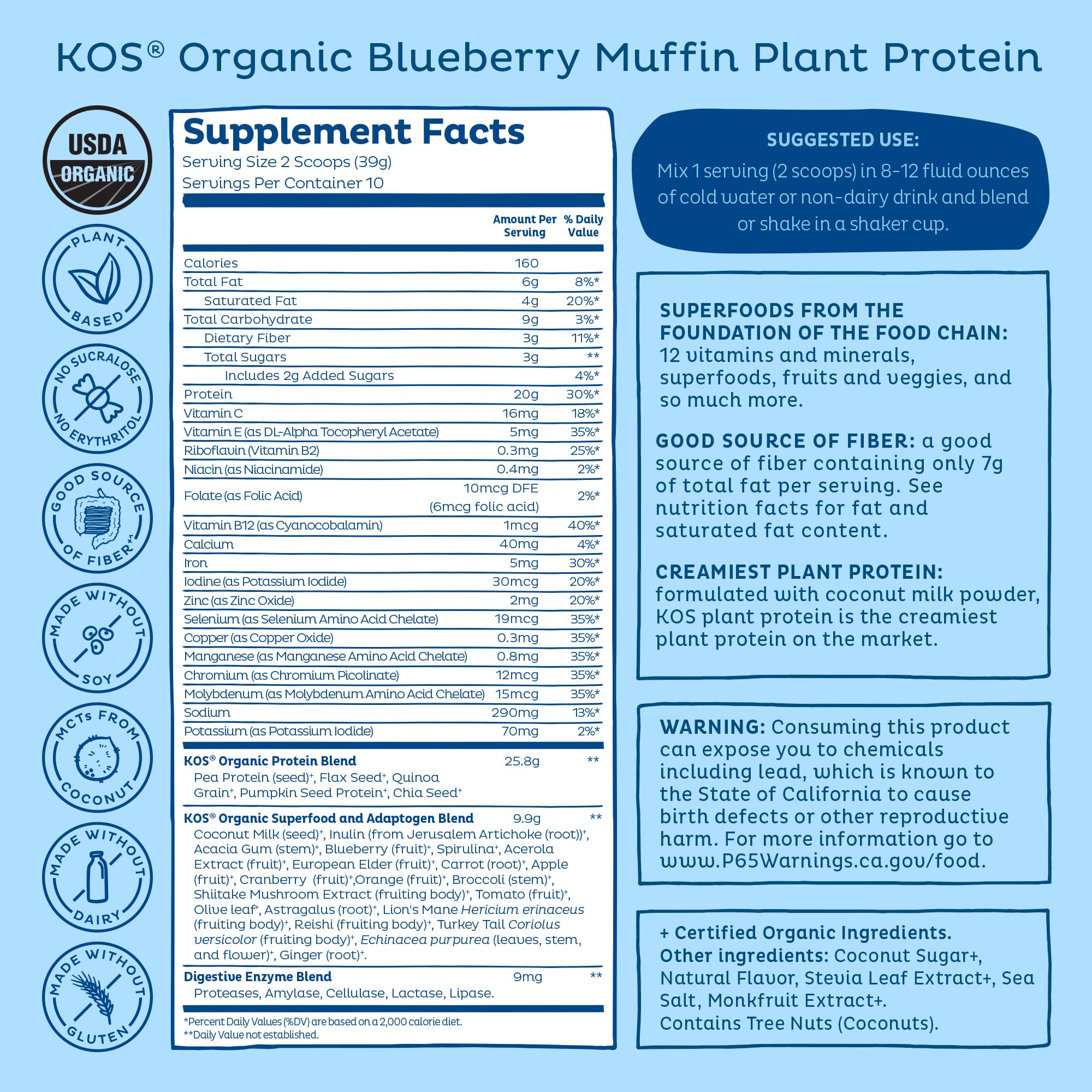 KOS Blueberry Muffin ready-to-drink glass shows convenient on-the-go option