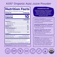 KOS Organic Acai Powder scoop ready for daily antioxidant boost.