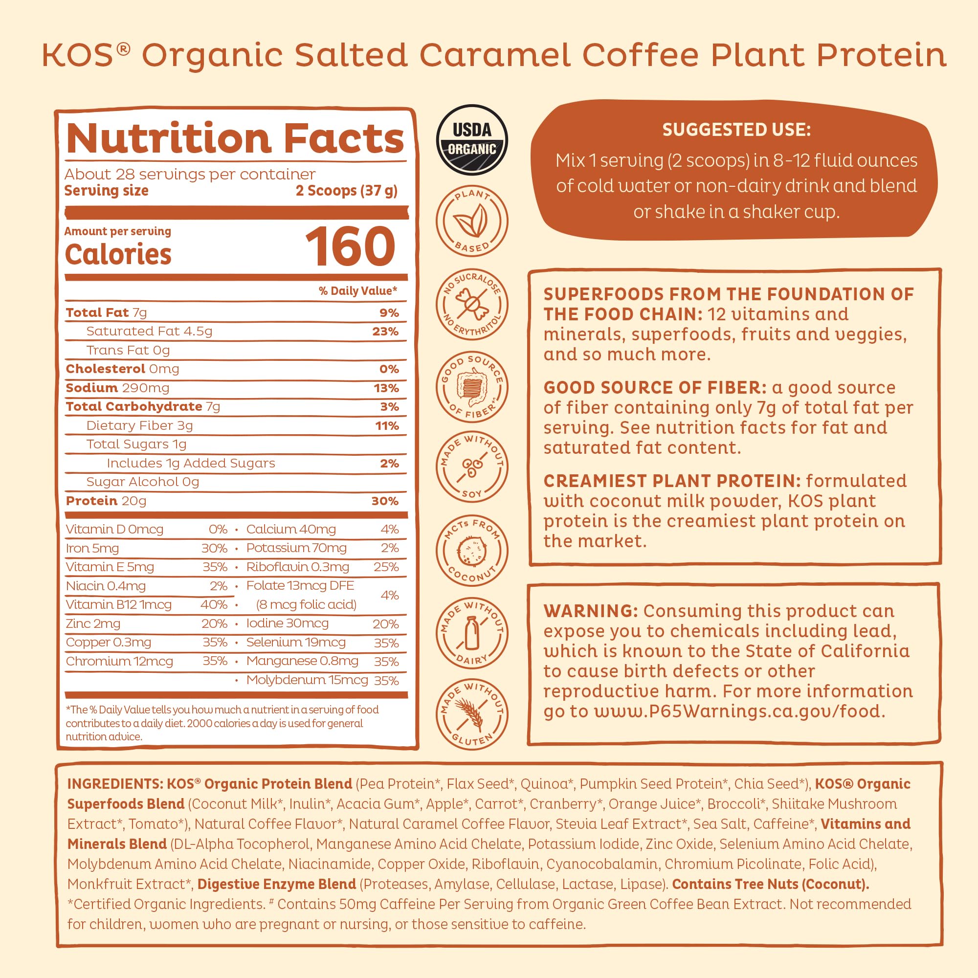 KOS dairy-free badge highlights plant-based protein advantage